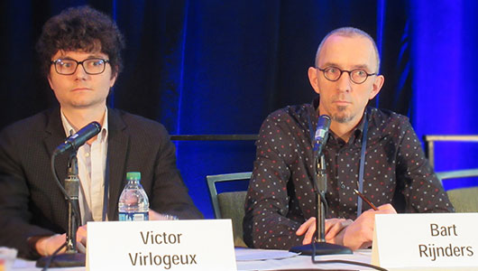 Victor Virlogeux y Bart Rijnders en la CROI 2017. Foto: Liz Highleyman, hivandhepatitis.com